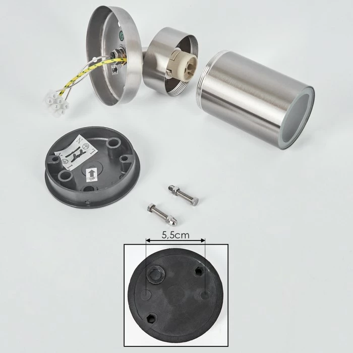 Hofstein Bessiebelle Außendeckenleuchte Edelstahl, Weiß, 1-flammig 5 Hofstein Bessiebelle Außendeckenleuchte Edelstahl, Weiß, 1-flammig – Bild 5