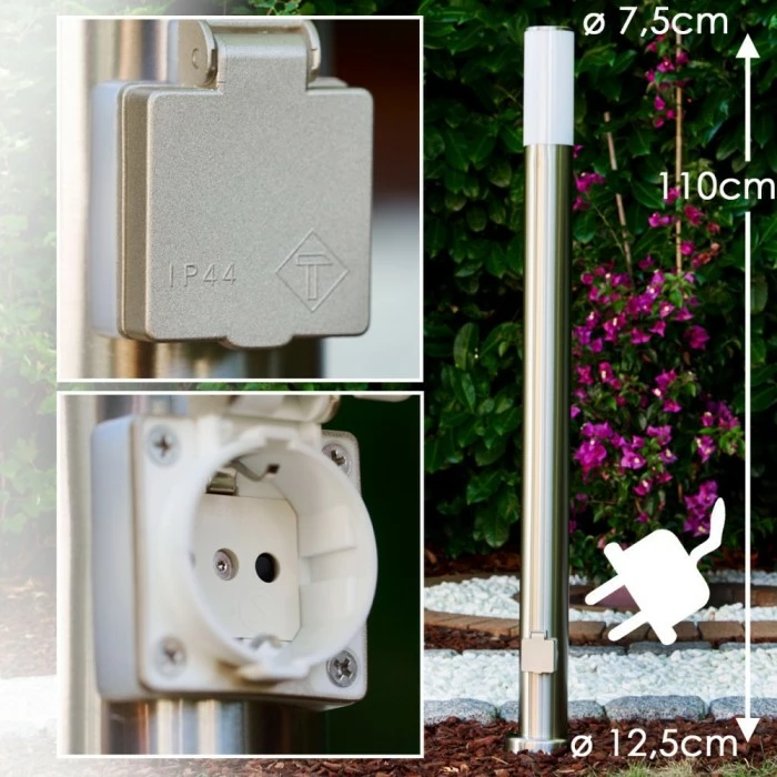 Hofstein Caserta Aussenstehleuchte Edelstahl, 1-flammig 1 Hofstein Caserta Aussenstehleuchte Edelstahl, 1-flammig