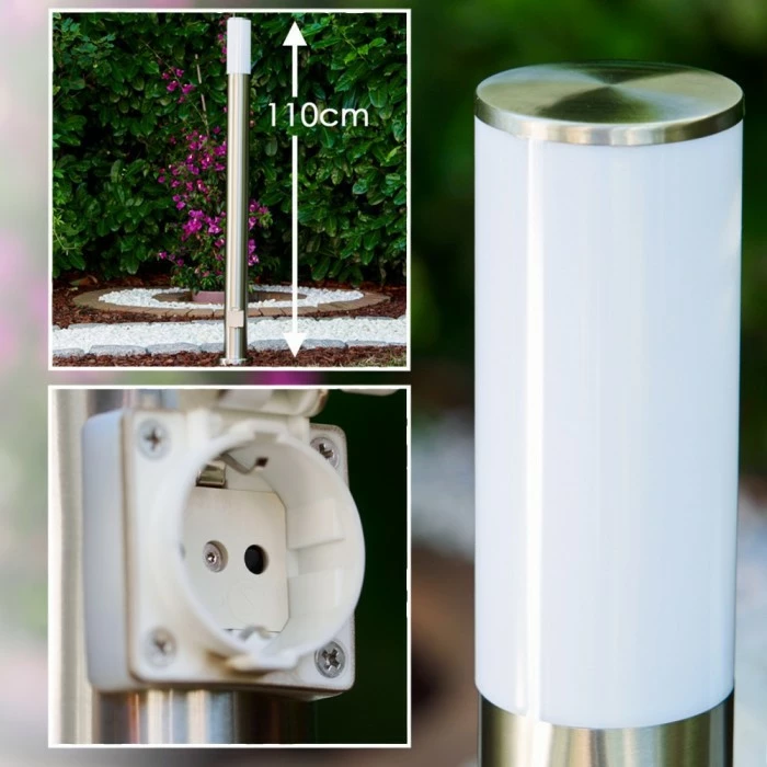 Hofstein Caserta Aussenstehleuchte Edelstahl, 1-flammig 2 Hofstein Caserta Aussenstehleuchte Edelstahl, 1-flammig – Bild 2