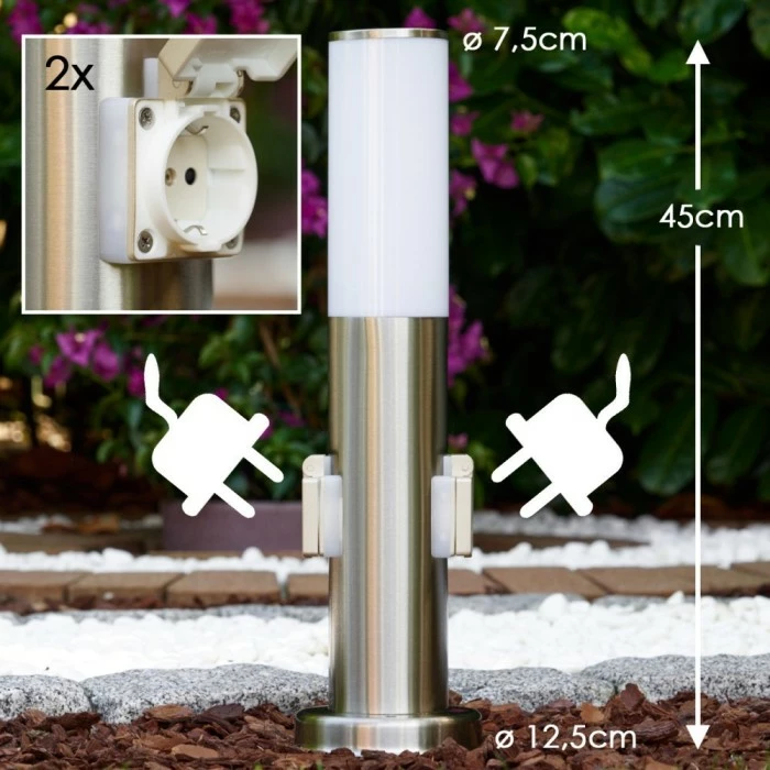 Hofstein Caserta Sockelleuchte Edelstahl, 1-flammig 2 Hofstein Caserta Sockelleuchte Edelstahl, 1-flammig – Bild 2