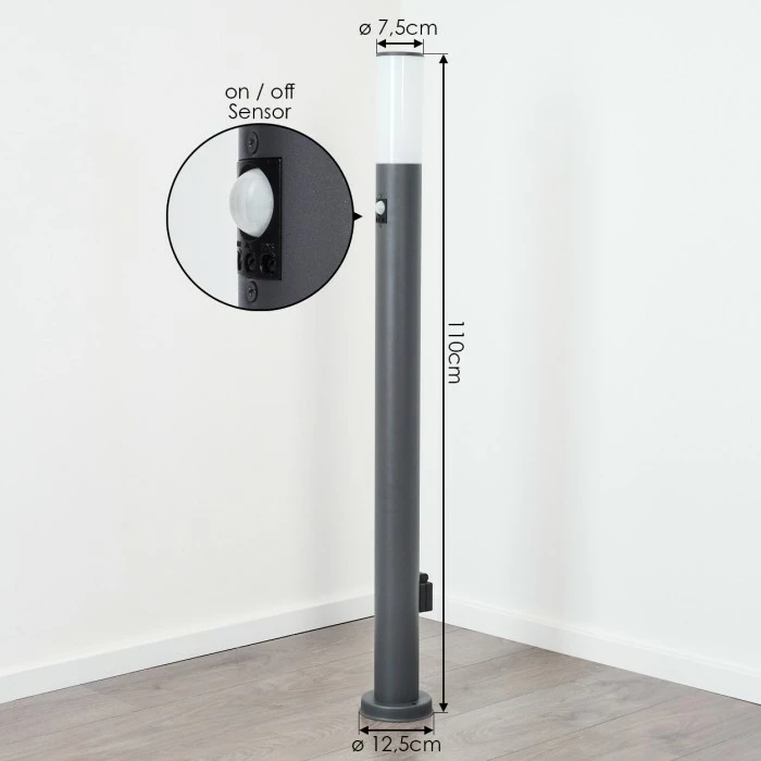Hofstein Caserta Wegeleuchte Anthrazit, 1-flammig, Bewegungsmelder 4 Hofstein Caserta Wegeleuchte Anthrazit, 1-flammig, Bewegungsmelder – Bild 4