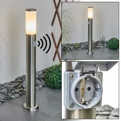 Hofstein Caserta Wegeleuchte Nickel-Matt, 1-flammig, Bewegungsmelder