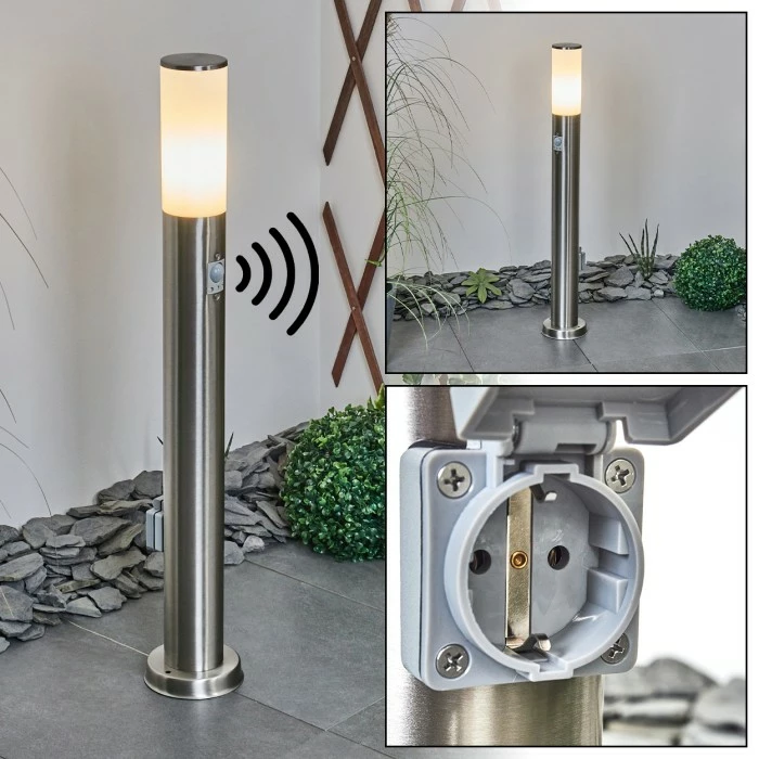 Hofstein Caserta Wegeleuchte Nickel-Matt, 1-flammig, Bewegungsmelder 1 Hofstein Caserta Wegeleuchte Nickel-Matt, 1-flammig, Bewegungsmelder