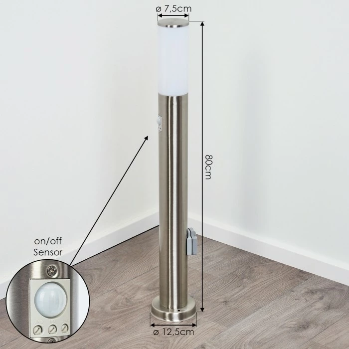 Hofstein Caserta Wegeleuchte Nickel-Matt, 1-flammig, Bewegungsmelder 4 Hofstein Caserta Wegeleuchte Nickel-Matt, 1-flammig, Bewegungsmelder – Bild 4