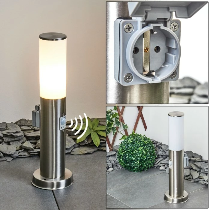 Hofstein Caserta Wegeleuchte Nickel-Matt, 1-flammig, Bewegungsmelder 1 Hofstein Caserta Wegeleuchte Nickel-Matt, 1-flammig, Bewegungsmelder