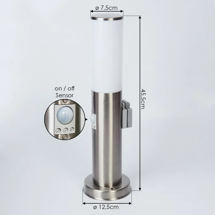 Hofstein Caserta Wegeleuchte Nickel-Matt, 1-flammig, Bewegungsmelder 3 Hofstein Caserta Wegeleuchte Nickel-Matt, 1-flammig, Bewegungsmelder – Bild 3