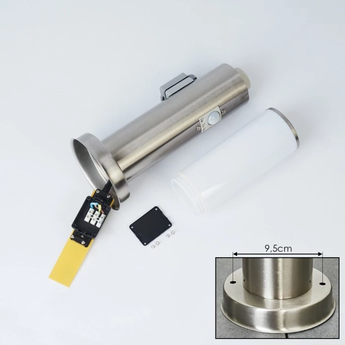 Hofstein Caserta Wegeleuchte Nickel-Matt, 1-flammig, Bewegungsmelder 4 Hofstein Caserta Wegeleuchte Nickel-Matt, 1-flammig, Bewegungsmelder – Bild 4