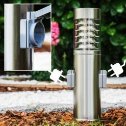 Hofstein Dakar Sockelleuchte Edelstahl, 1-flammig