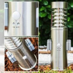 Hofstein Dakar Sockelleuchte Edelstahl, 1-flammig, Bewegungsmelder