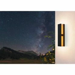 Eglo Leuchten Eglo COSTORIO Au&szlig;endeckenleuchte LED Schwarz, Holzoptik, 1-flammig