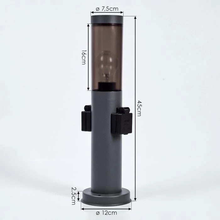 Hofstein Gaborone Sockelleuchte Anthrazit, 1-flammig 4 Hofstein Gaborone Sockelleuchte Anthrazit, 1-flammig – Bild 4