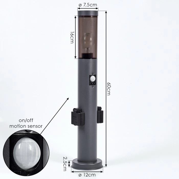 Hofstein Gaborone Sockelleuchte Anthrazit, 1-flammig, Bewegungsmelder 4 Hofstein Gaborone Sockelleuchte Anthrazit, 1-flammig, Bewegungsmelder – Bild 4