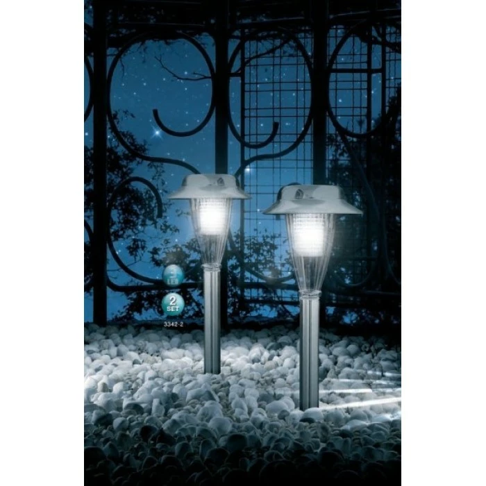 Globo IMOS 2er Solarleuchtenset LED Edelstahl, 3-flammig 1 Globo IMOS 2er Solarleuchtenset LED Edelstahl, 3-flammig