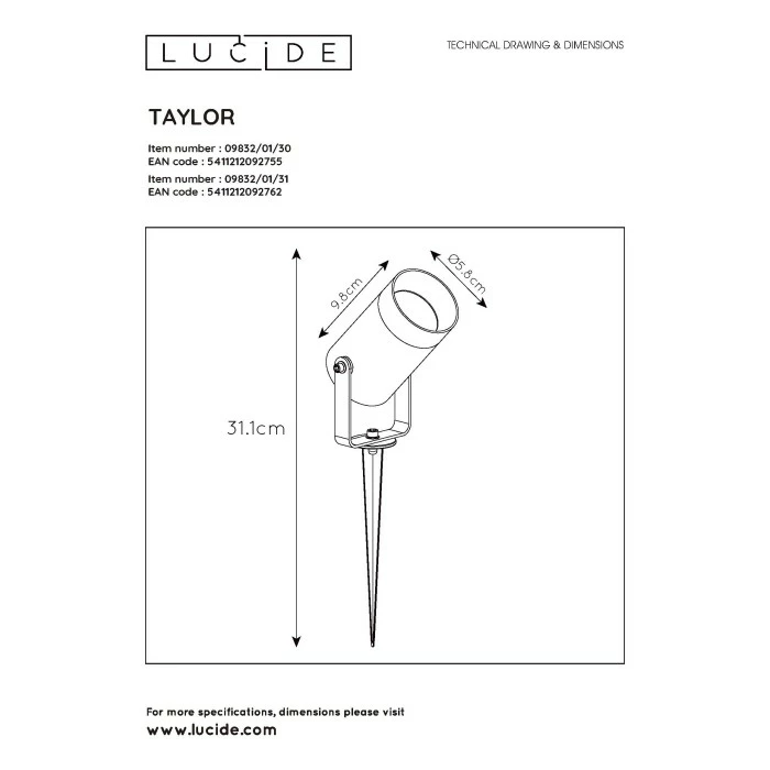 Lucide TAYLOR Gartenstrahler Schwarz, 1-flammig, Bewegungsmelder 10 Lucide TAYLOR Gartenstrahler Schwarz, 1-flammig, Bewegungsmelder – Bild 10