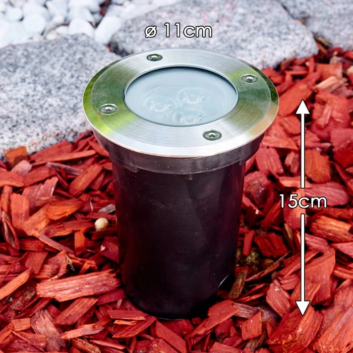 Hofstein Ronshoved Bodeneinbauleuchte LED Chrom, Schwarz, 3-flammig 2 Hofstein Ronshoved Bodeneinbauleuchte LED Chrom, Schwarz, 3-flammig – Bild 2