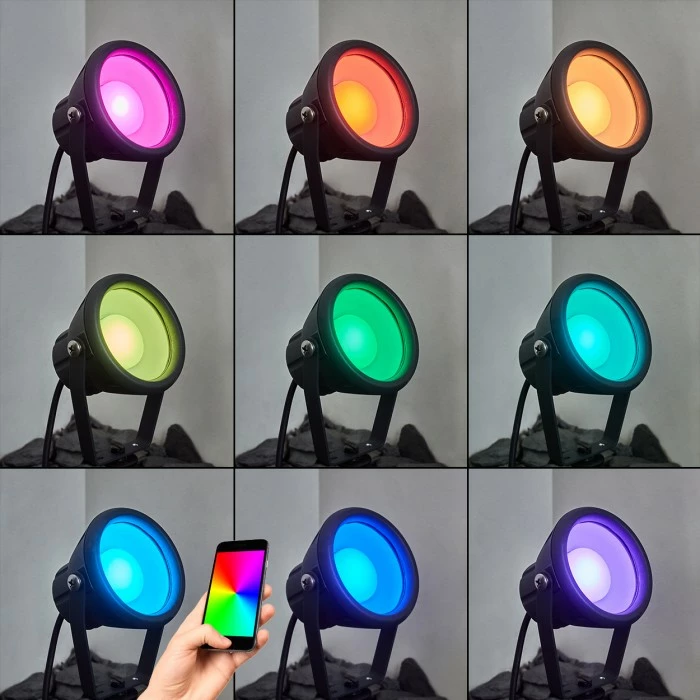 Hofstein Sempach Gartenstrahler LED Schwarz, 1-flammig, Farbwechsler 2 Hofstein Sempach Gartenstrahler LED Schwarz, 1-flammig, Farbwechsler – Bild 2