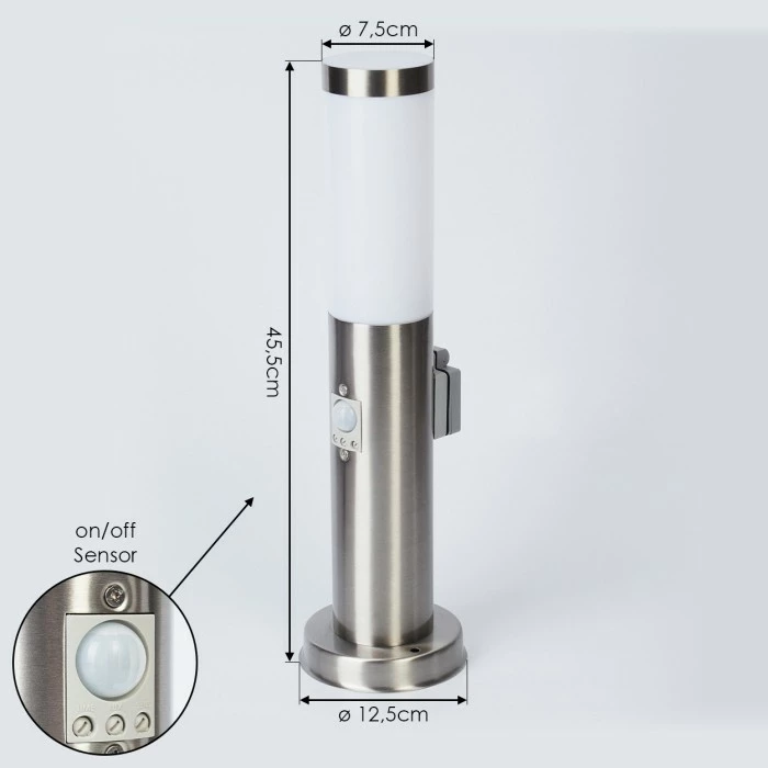 Hofstein Sessa Wegeleuchte Nickel-Matt, 1-flammig, Bewegungsmelder 4 Hofstein Sessa Wegeleuchte Nickel-Matt, 1-flammig, Bewegungsmelder – Bild 4