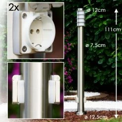 Hofstein Tunes Wegeleuchte Edelstahl, 1-flammig