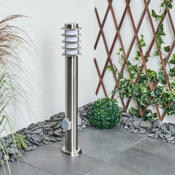 Hofstein Tunes Wegeleuchte Nickel-Matt, 1-flammig 2 Hofstein Tunes Wegeleuchte Nickel-Matt, 1-flammig – Bild 2