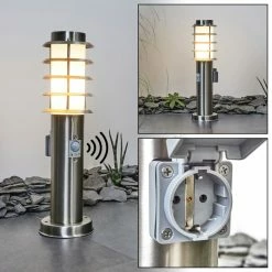 Hofstein Tunes Wegeleuchte Nickel-Matt, 1-flammig, Bewegungsmelder