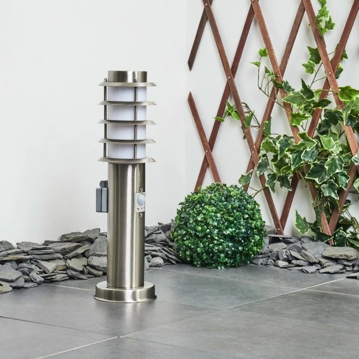 Hofstein Tunes Wegeleuchte Nickel-Matt, 1-flammig, Bewegungsmelder 2 Hofstein Tunes Wegeleuchte Nickel-Matt, 1-flammig, Bewegungsmelder – Bild 2