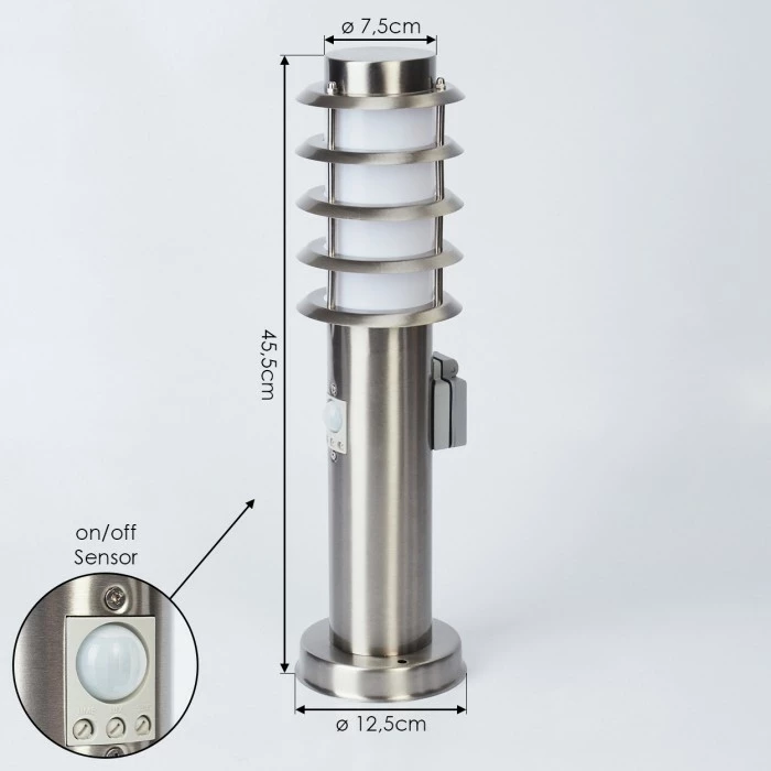 Hofstein Tunes Wegeleuchte Nickel-Matt, 1-flammig, Bewegungsmelder 4 Hofstein Tunes Wegeleuchte Nickel-Matt, 1-flammig, Bewegungsmelder – Bild 4