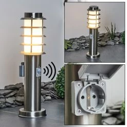 Hofstein Tunes Wegeleuchte Nickel-Matt, 1-flammig, Bewegungsmelder