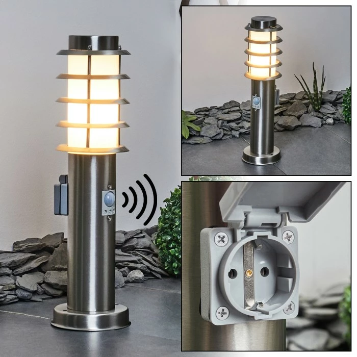 Hofstein Tunes Wegeleuchte Nickel-Matt, 1-flammig, Bewegungsmelder 1 Hofstein Tunes Wegeleuchte Nickel-Matt, 1-flammig, Bewegungsmelder