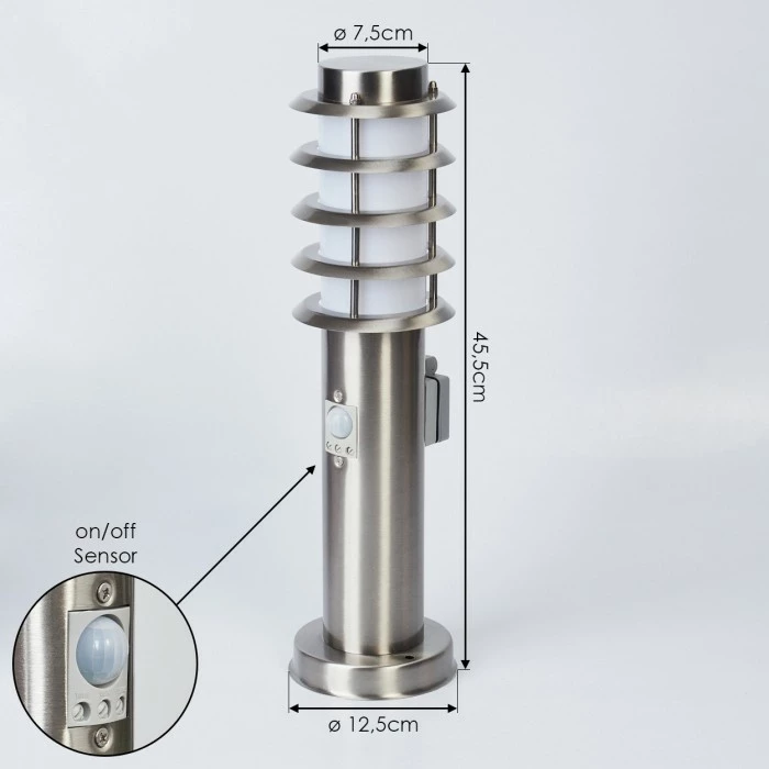 Hofstein Tunes Wegeleuchte Nickel-Matt, 1-flammig, Bewegungsmelder 8 Hofstein Tunes Wegeleuchte Nickel-Matt, 1-flammig, Bewegungsmelder – Bild 8