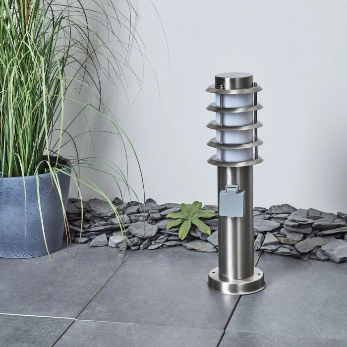 Hofstein Tunes Wegeleuchte Nickel-Matt, 1-flammig 2 Hofstein Tunes Wegeleuchte Nickel-Matt, 1-flammig – Bild 2