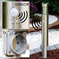 Hofstein Wegeleuchte Dakar Edelstahl, 1-flammig, Bewegungsmelder